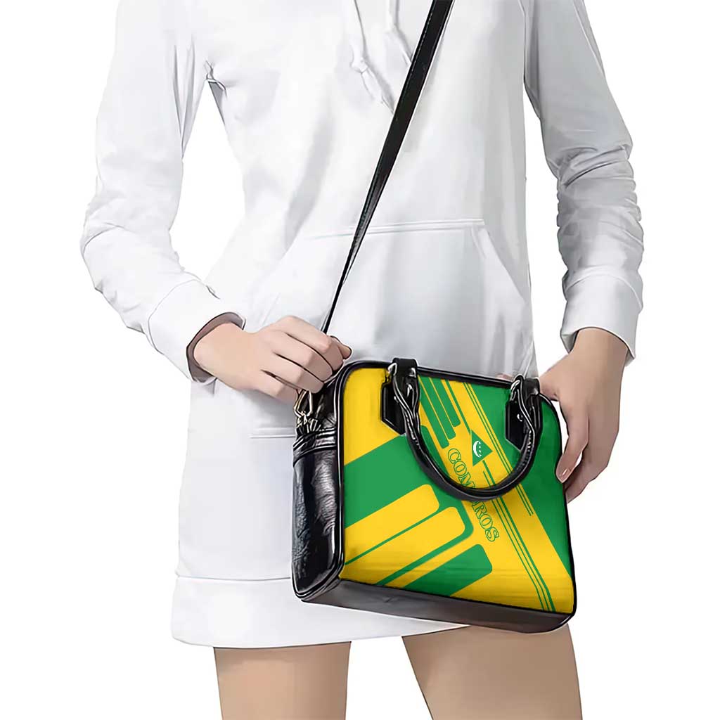 Comoros Flag Shoulder Handbag with Green and Yellow Design and National Emblem TS04