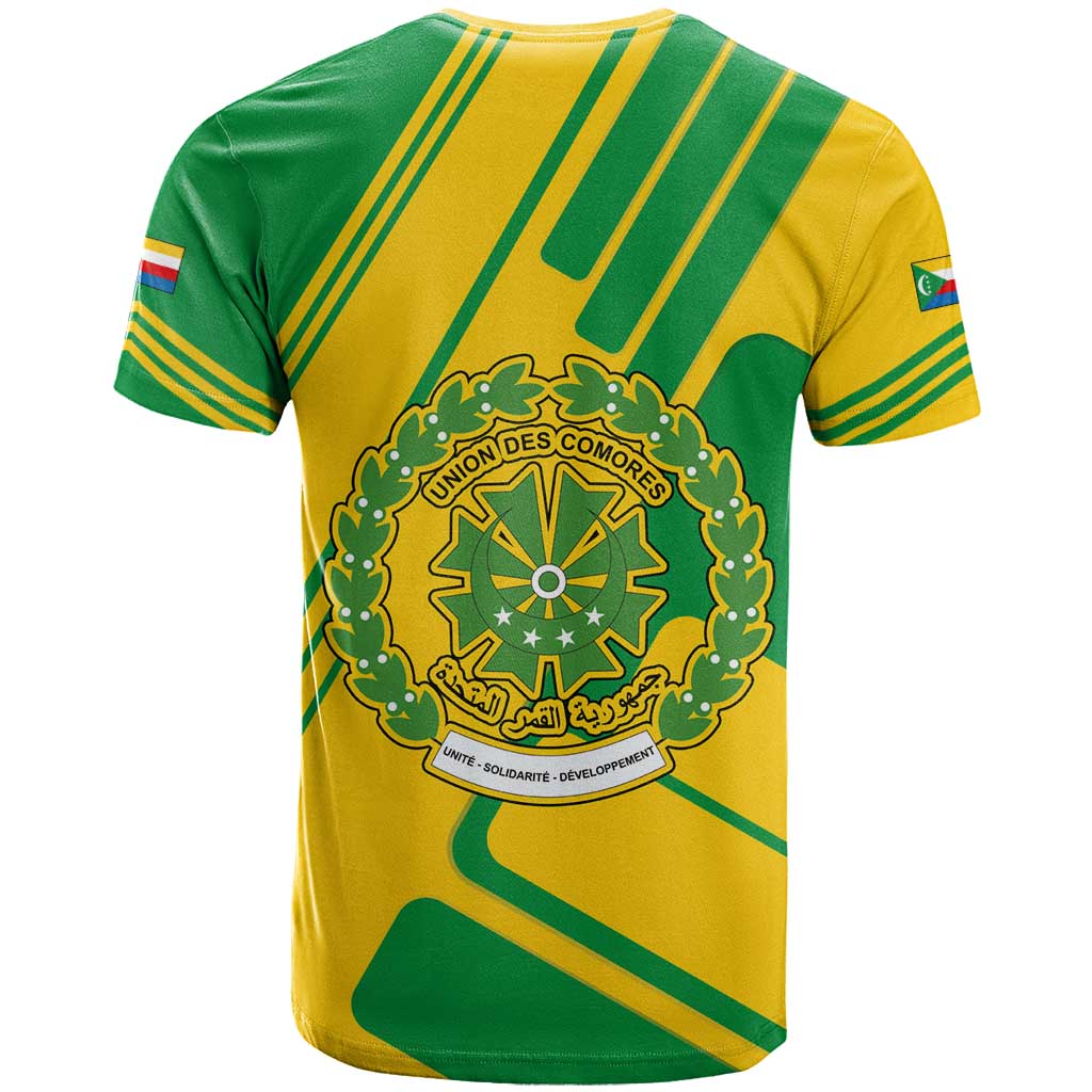 Comoros Flag T shirt - Green and Yellow Design and National Emblem TS04