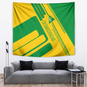 Comoros Flag Tapestry - Green and Yellow Design and National Emblem TS04