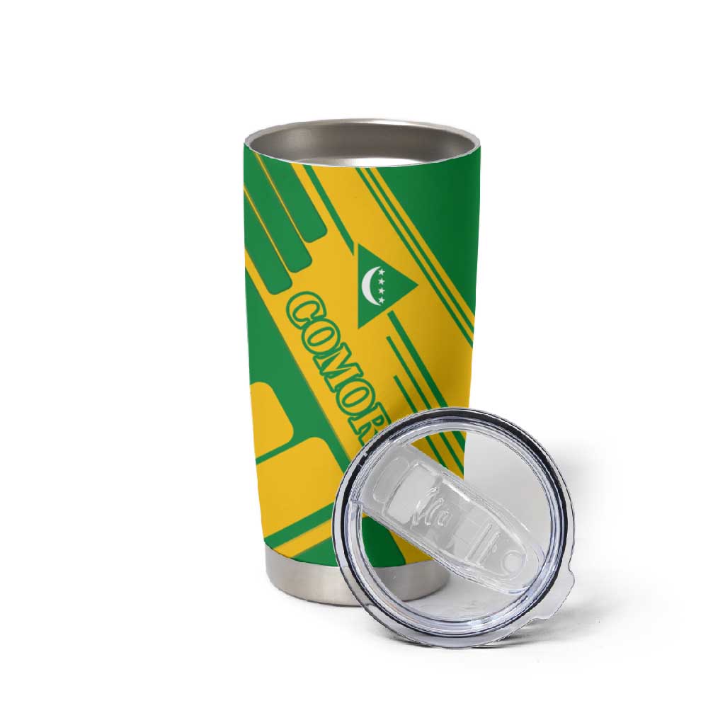 Comoros Flag Tumbler Cup - Green and Yellow Design and National Emblem TS04