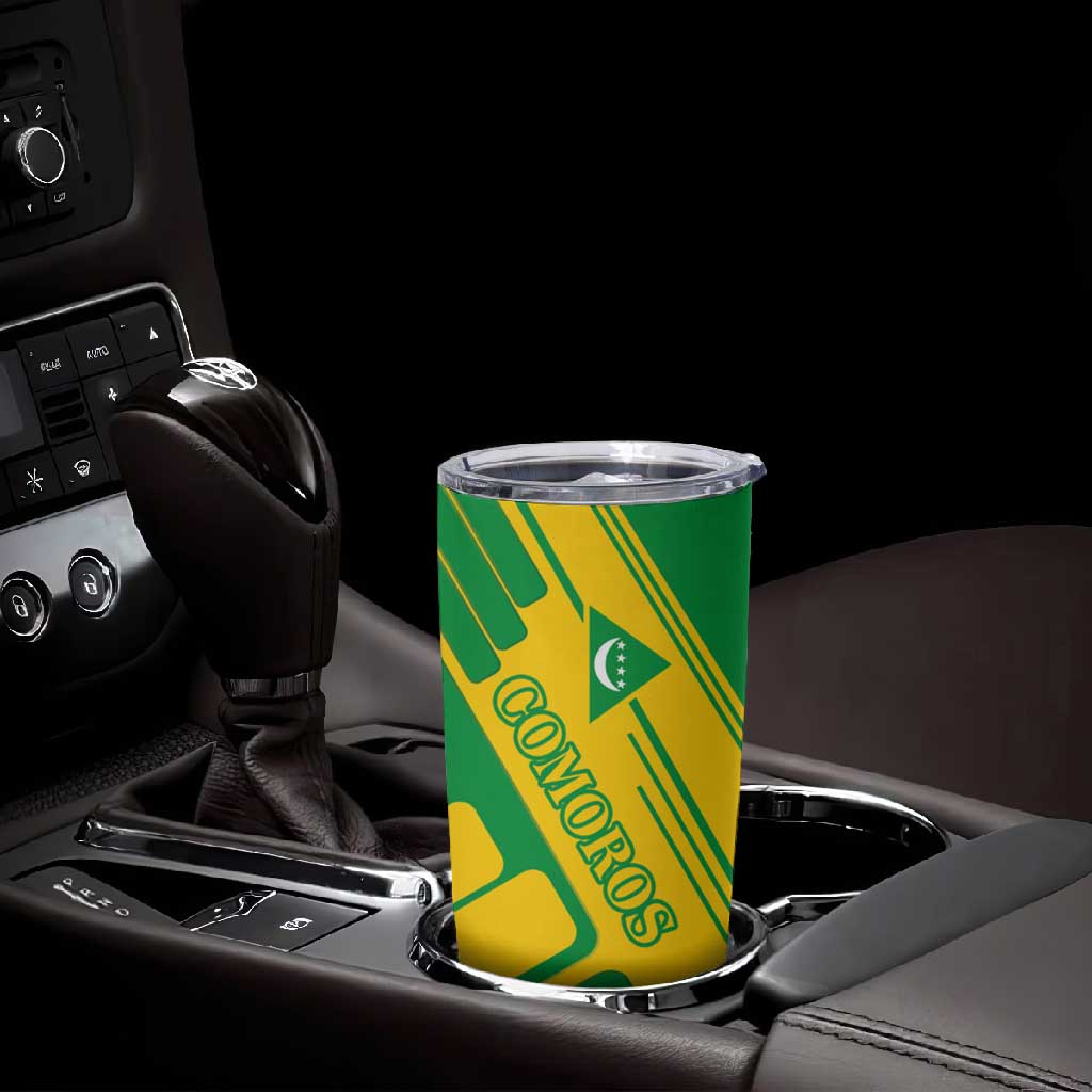 Comoros Flag Tumbler Cup - Green and Yellow Design and National Emblem TS04
