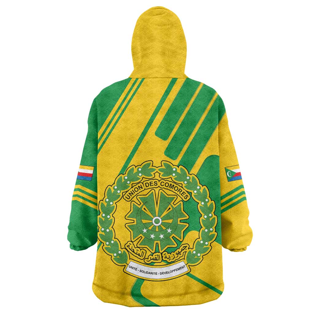 Comoros Flag Wearable Blanket Hoodie - Green and Yellow Design and National Emblem TS04