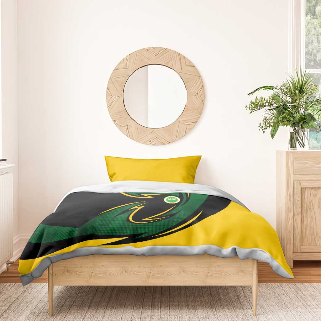 Comoros Bedding Set - Green Black Yellow Swirl Design and National Emblem Pattern TS04