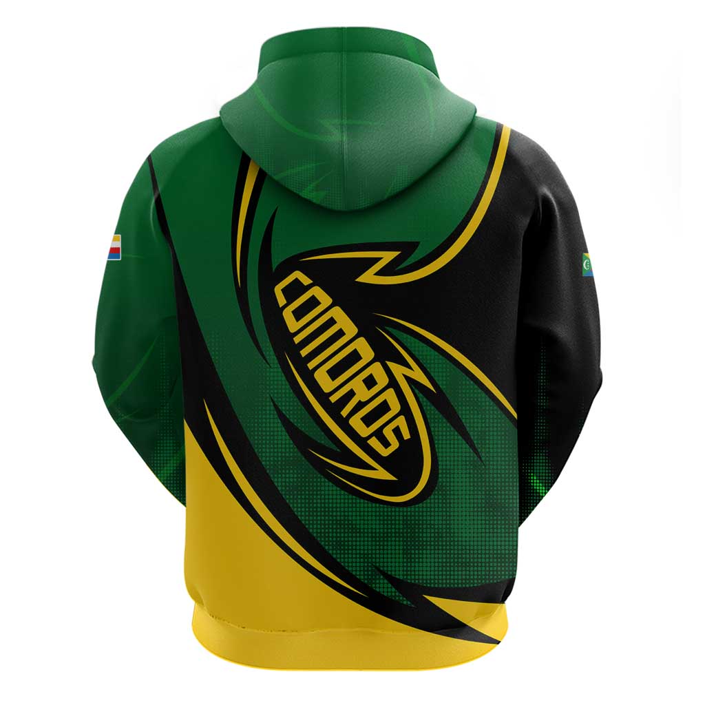 Comoros Hoodie with Green Black Yellow Swirl Design and National Emblem Pattern TS04