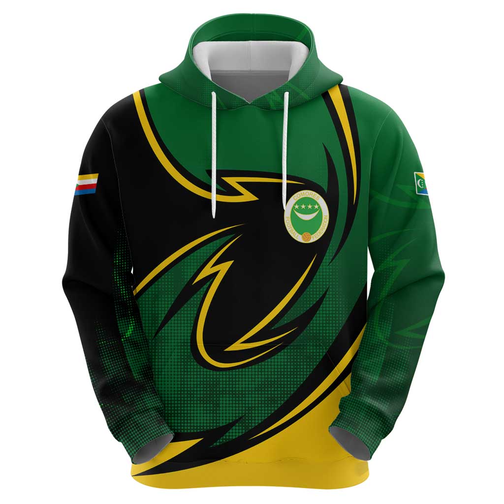 Comoros Hoodie with Green Black Yellow Swirl Design and National Emblem Pattern TS04