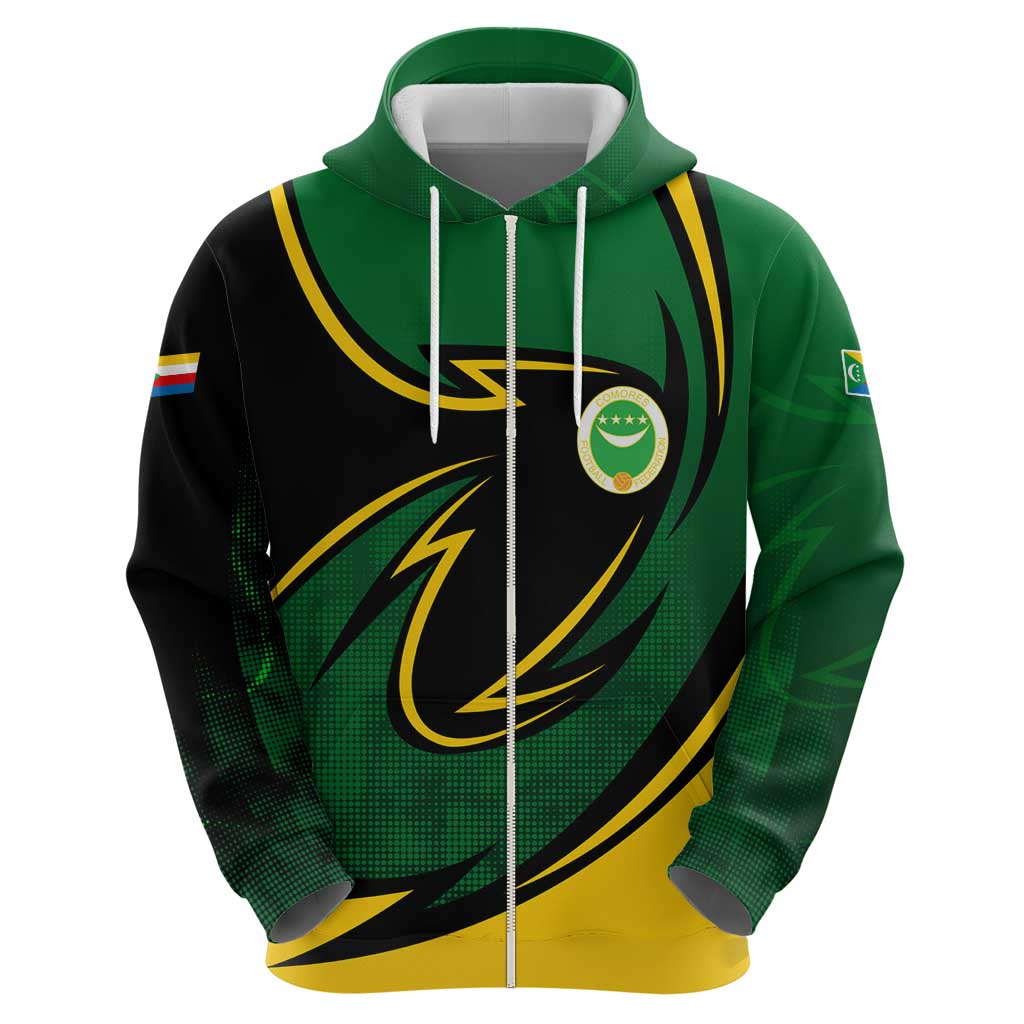 Comoros Hoodie with Green Black Yellow Swirl Design and National Emblem Pattern TS04