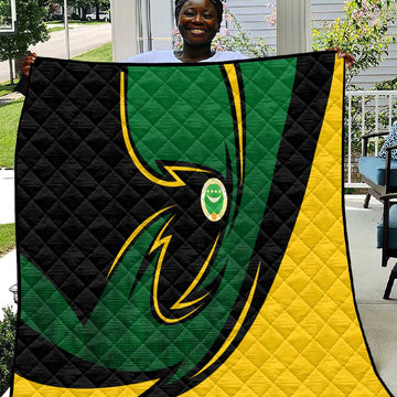Comoros Quilt - Green Black Yellow Swirl Design and National Emblem Pattern TS04