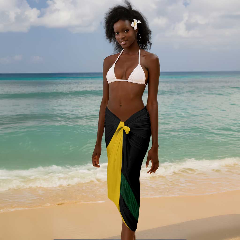 Comoros Sarong - Green Black Yellow Swirl Design and National Emblem Pattern TS04