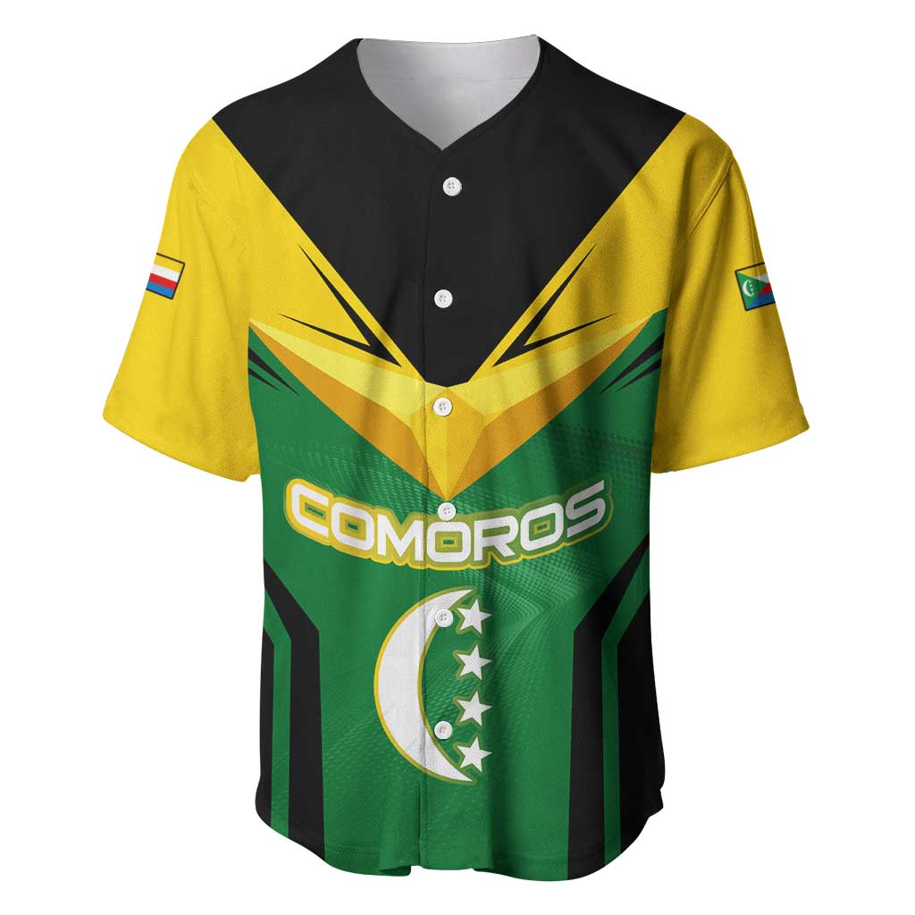 Comoros Baseball Jersey - National Colors Green Yellow Black Crescent Moon and Stars Emblem TS04