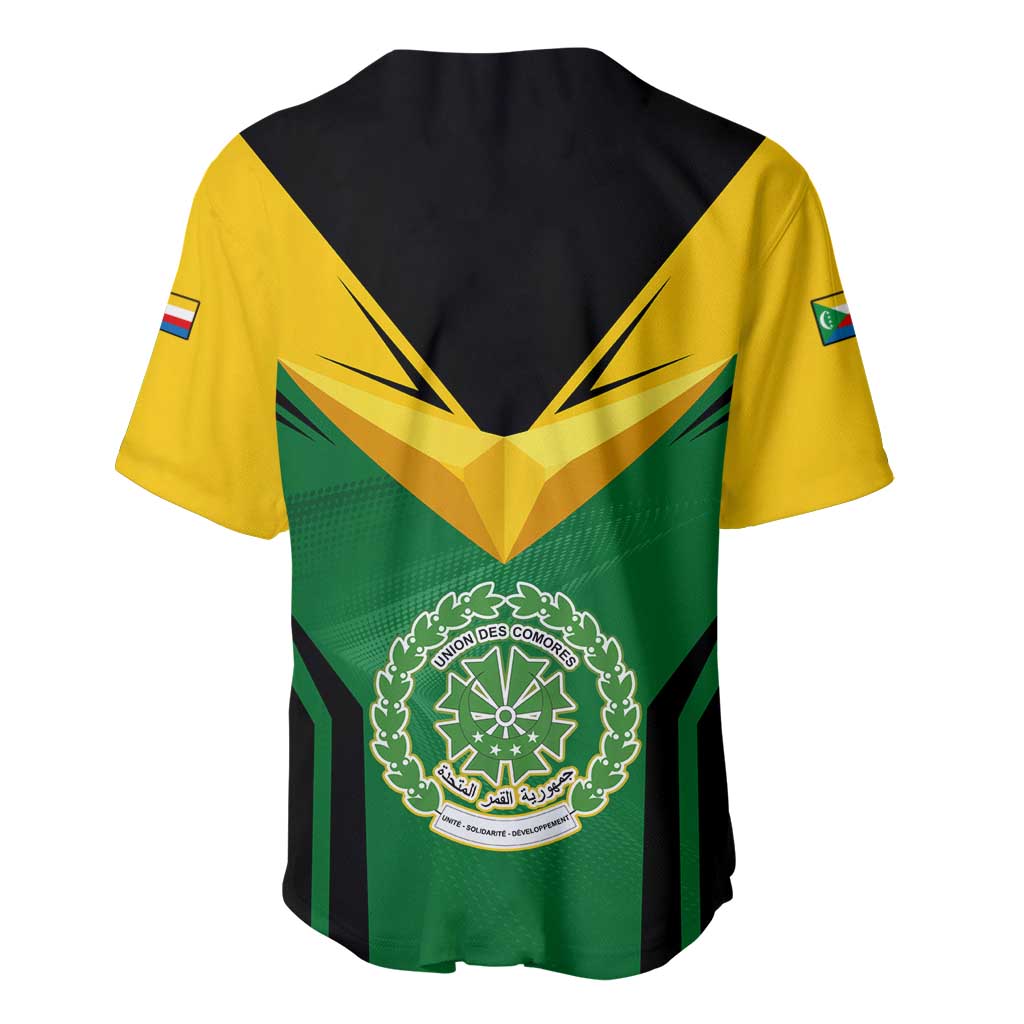 Comoros Baseball Jersey - National Colors Green Yellow Black Crescent Moon and Stars Emblem TS04
