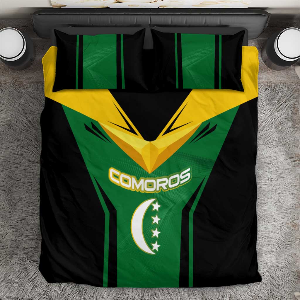 Comoros Bedding Set - National Colors Green Yellow Black Crescent Moon and Stars Emblem TS04