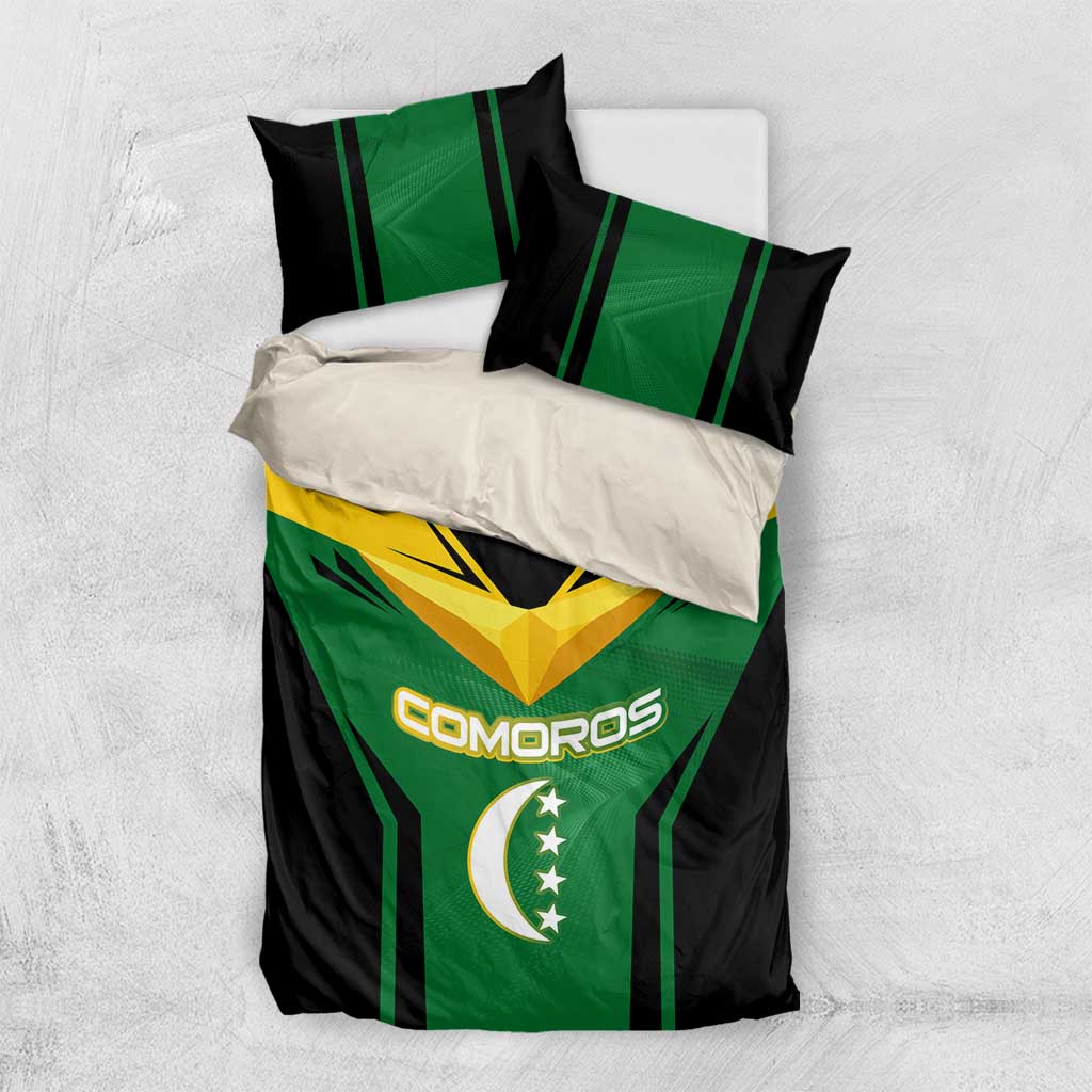 Comoros Bedding Set - National Colors Green Yellow Black Crescent Moon and Stars Emblem TS04