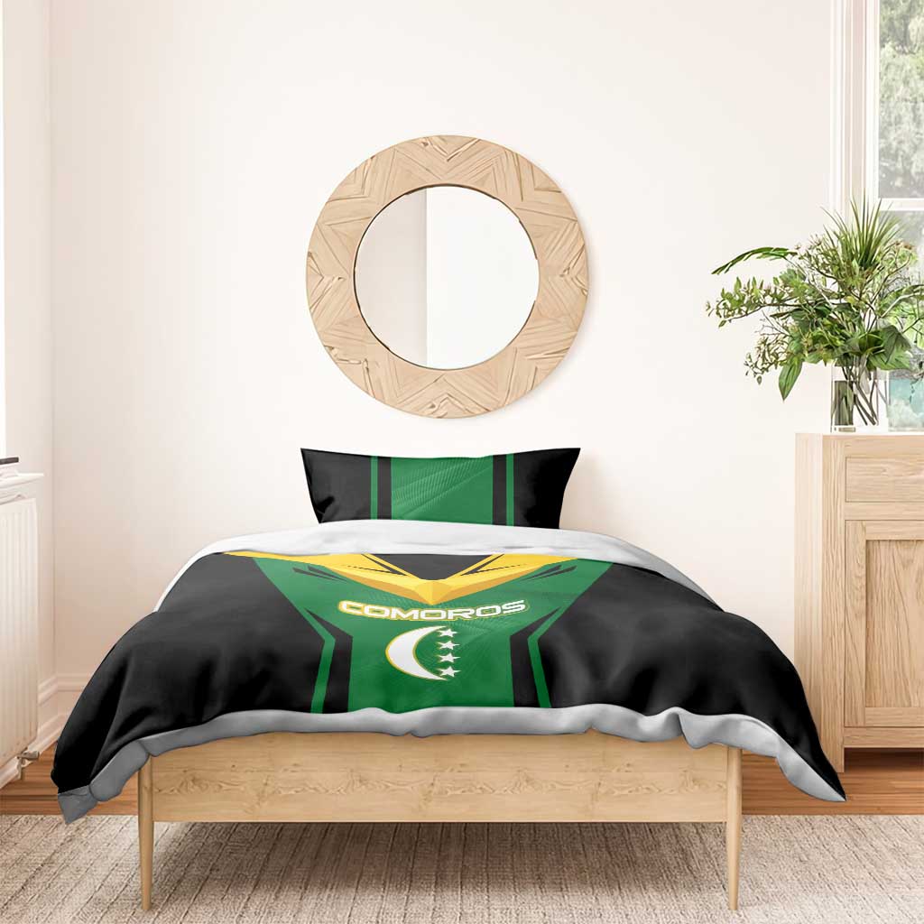 Comoros Bedding Set - National Colors Green Yellow Black Crescent Moon and Stars Emblem TS04