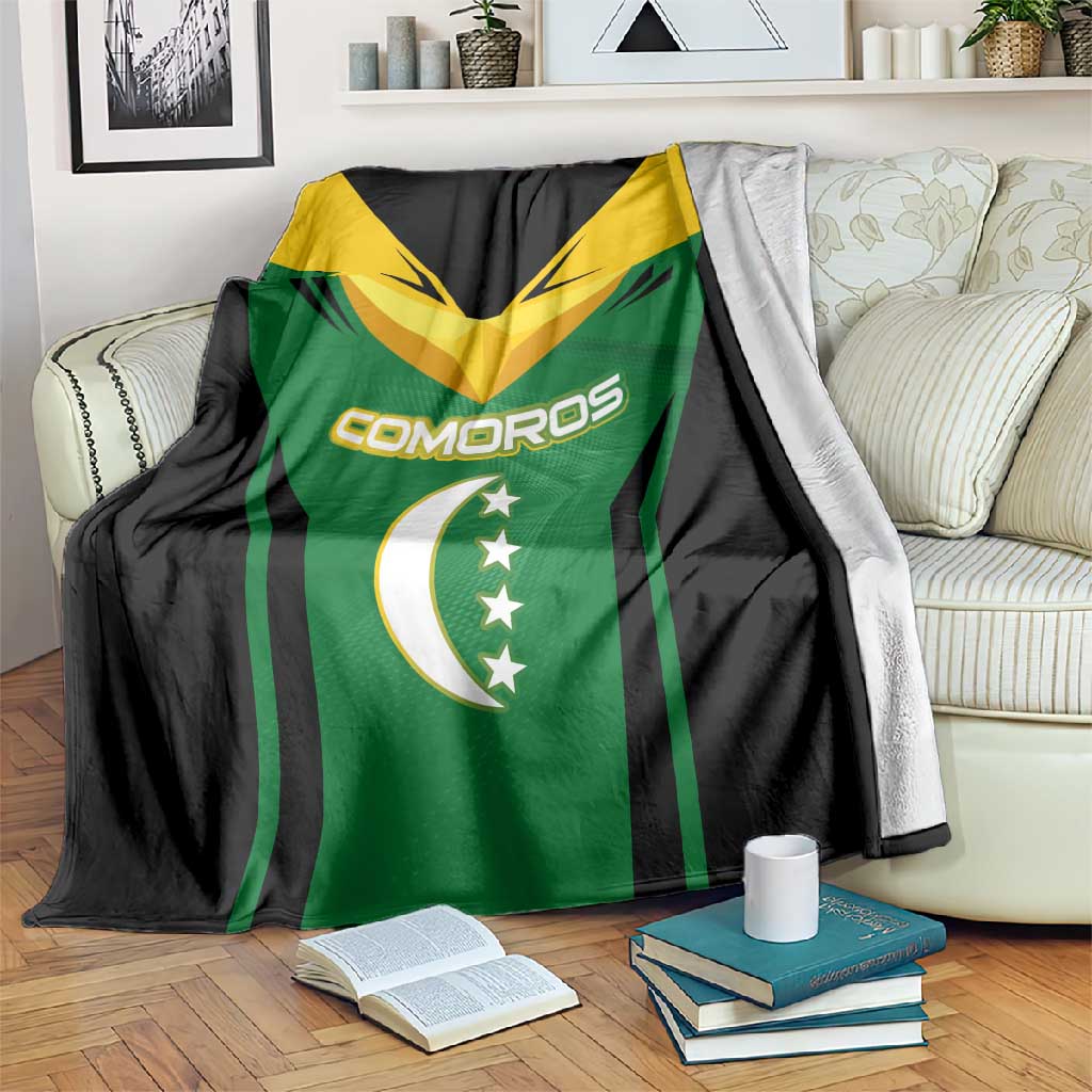 Comoros Blanket - National Colors Green Yellow Black Crescent Moon and Stars Emblem TS04