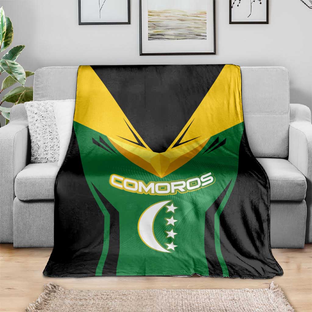 Comoros Blanket - National Colors Green Yellow Black Crescent Moon and Stars Emblem TS04