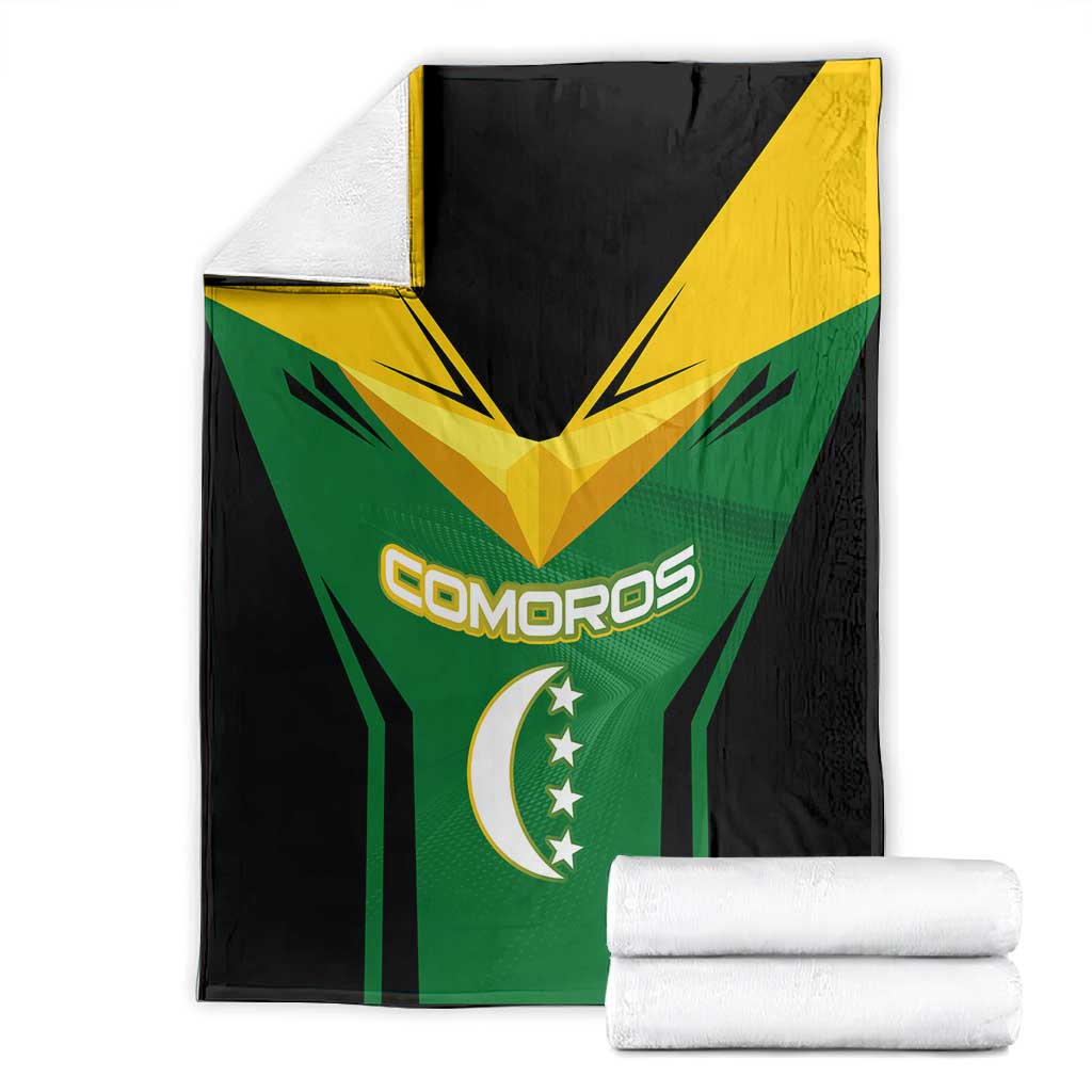 Comoros Blanket - National Colors Green Yellow Black Crescent Moon and Stars Emblem TS04