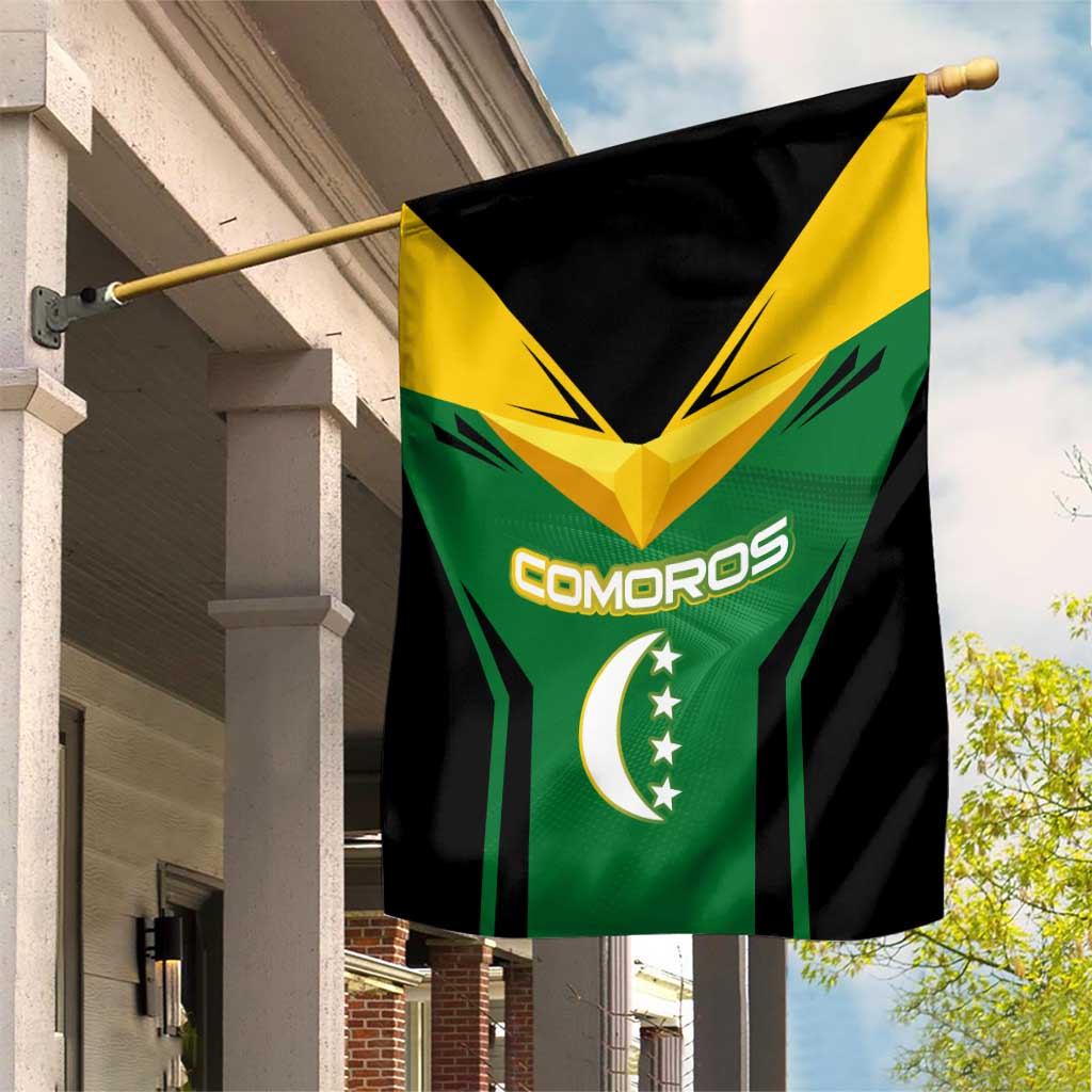 Comoros Garden Flag - National Colors Green Yellow Black Crescent Moon and Stars Emblem TS04