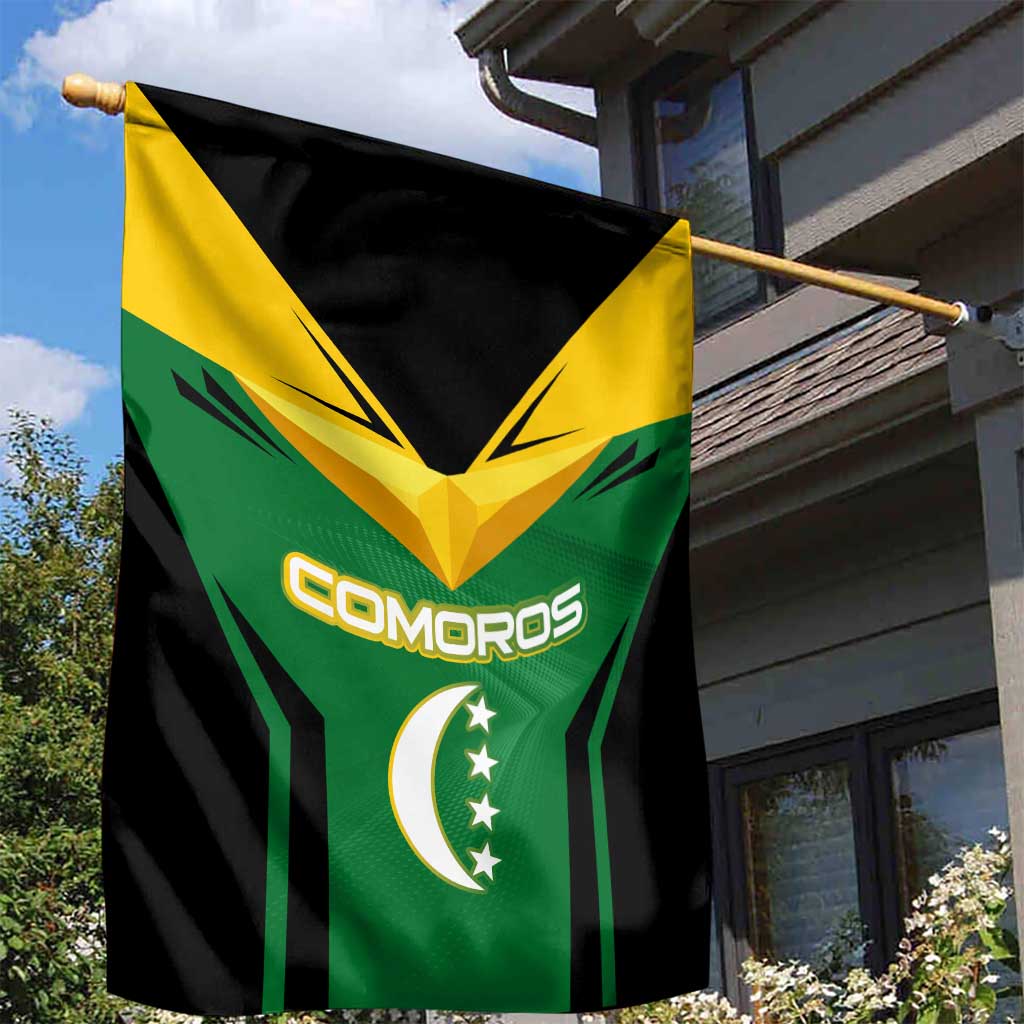 Comoros Garden Flag - National Colors Green Yellow Black Crescent Moon and Stars Emblem TS04