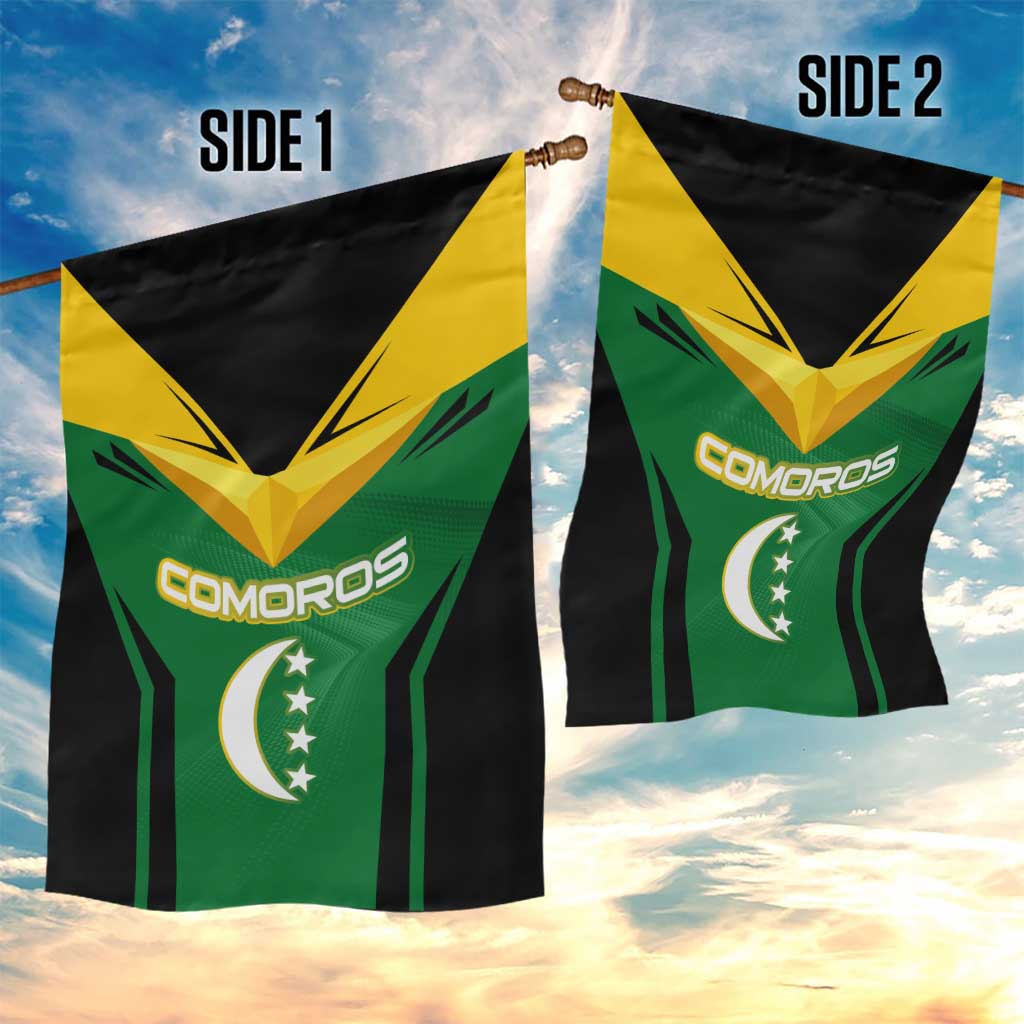 Comoros Garden Flag - National Colors Green Yellow Black Crescent Moon and Stars Emblem TS04