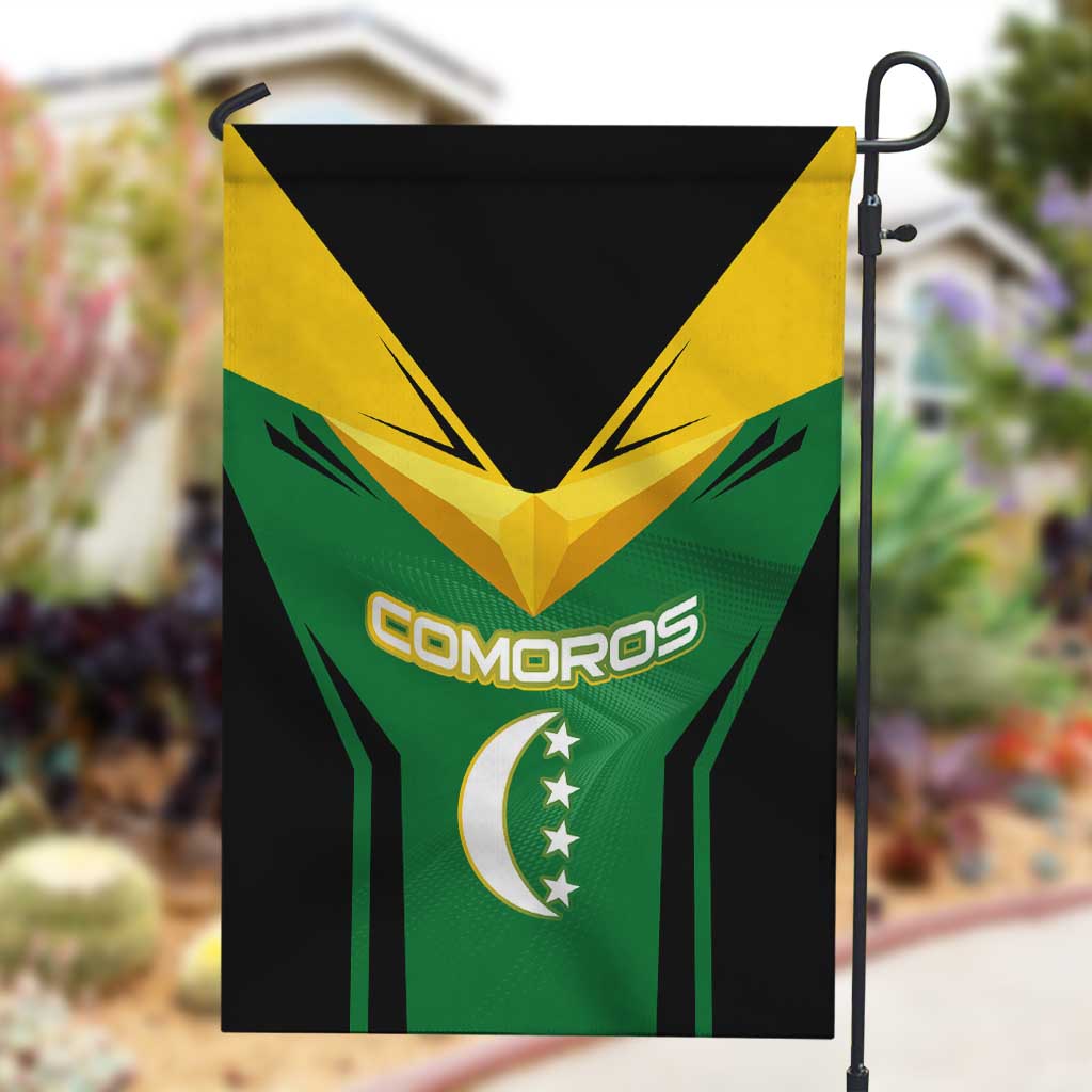 Comoros Garden Flag - National Colors Green Yellow Black Crescent Moon and Stars Emblem TS04
