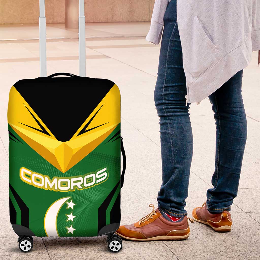 Comoros Luggage Cover with National Colors Green Yellow Black Crescent Moon and Stars Emblem TS04