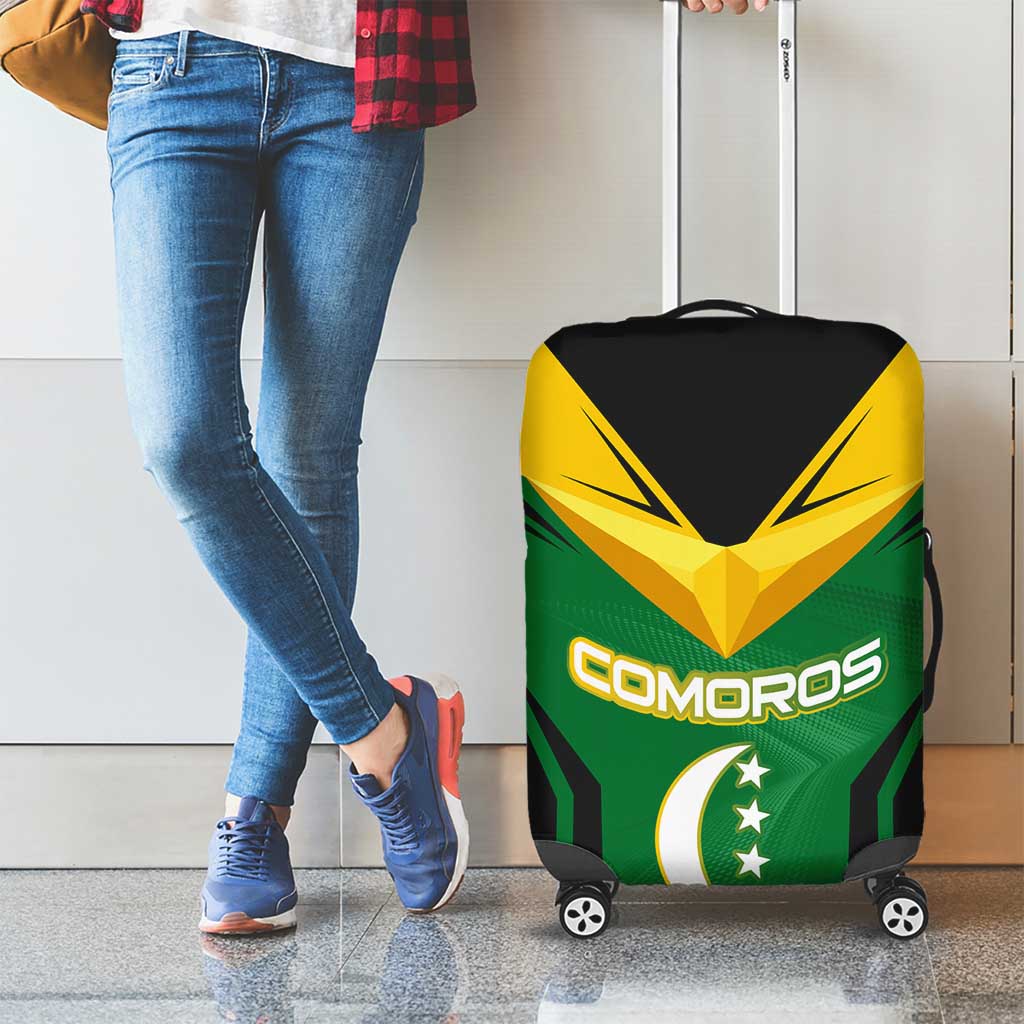 Comoros Luggage Cover with National Colors Green Yellow Black Crescent Moon and Stars Emblem TS04