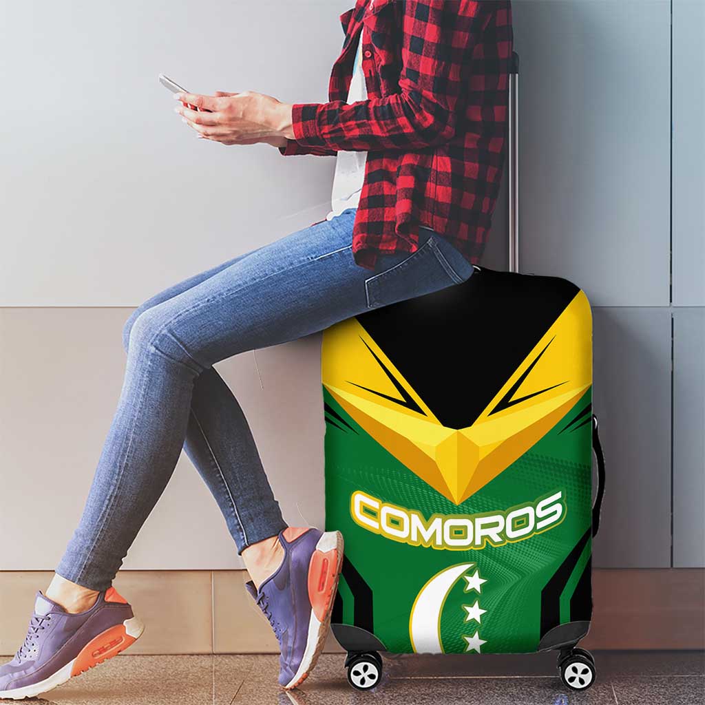 Comoros Luggage Cover with National Colors Green Yellow Black Crescent Moon and Stars Emblem TS04