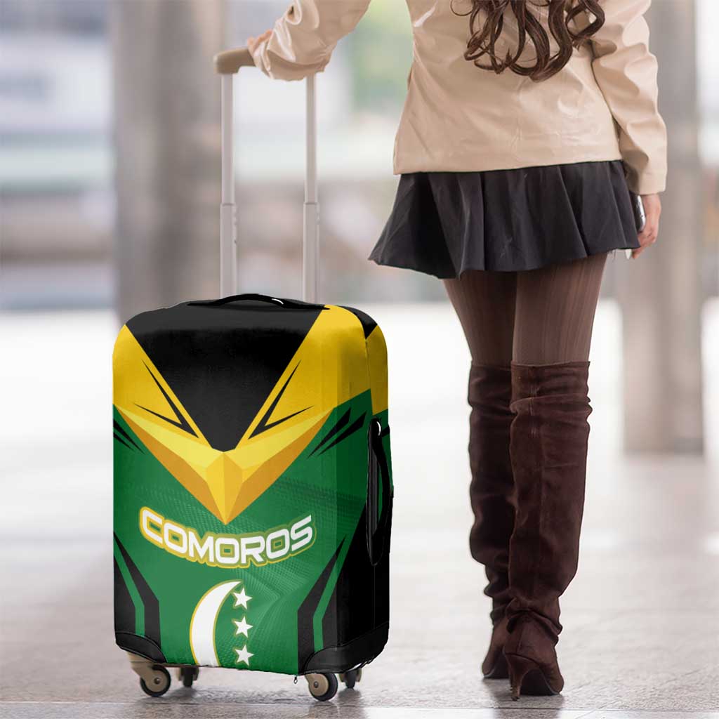 Comoros Luggage Cover with National Colors Green Yellow Black Crescent Moon and Stars Emblem TS04