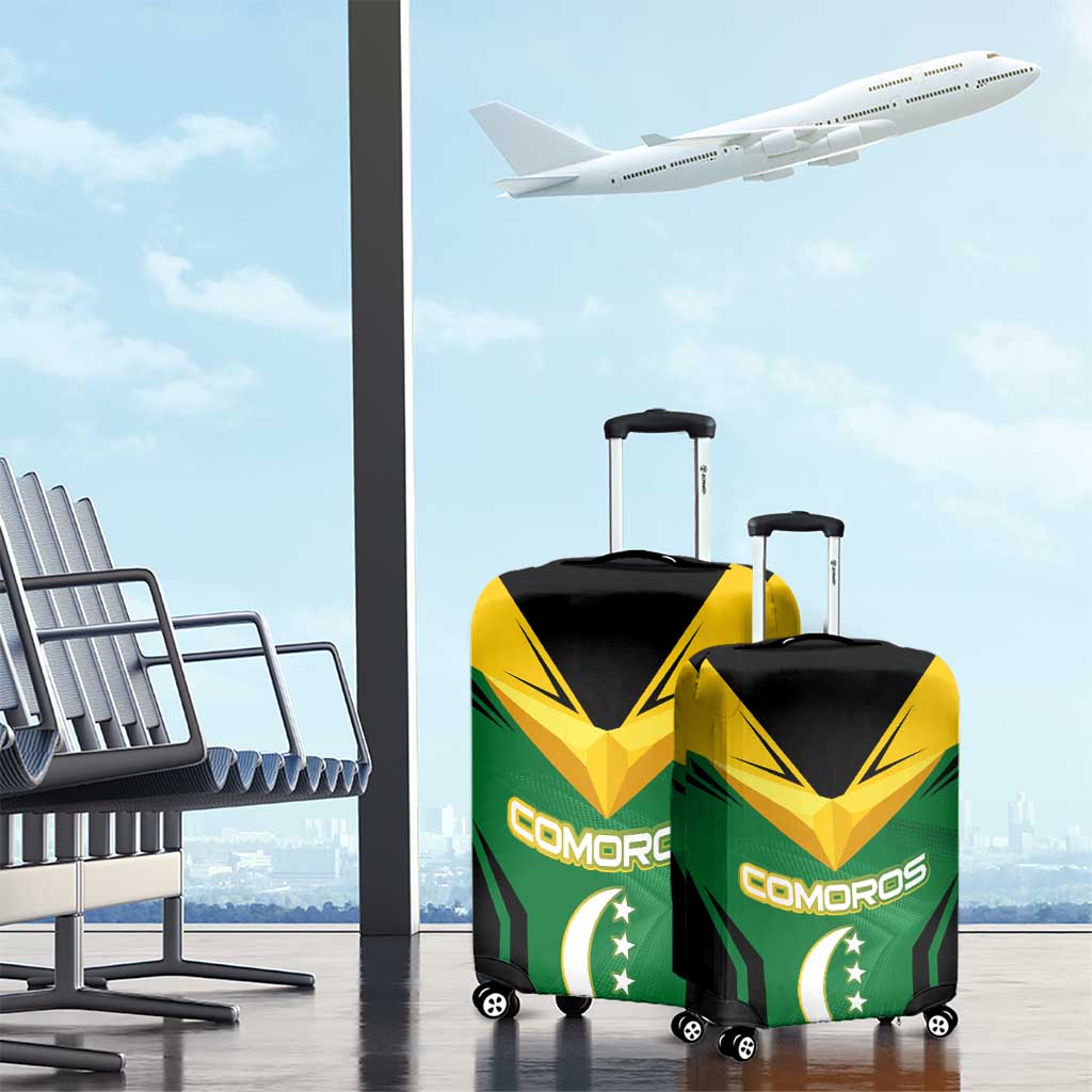 Comoros Luggage Cover with National Colors Green Yellow Black Crescent Moon and Stars Emblem TS04