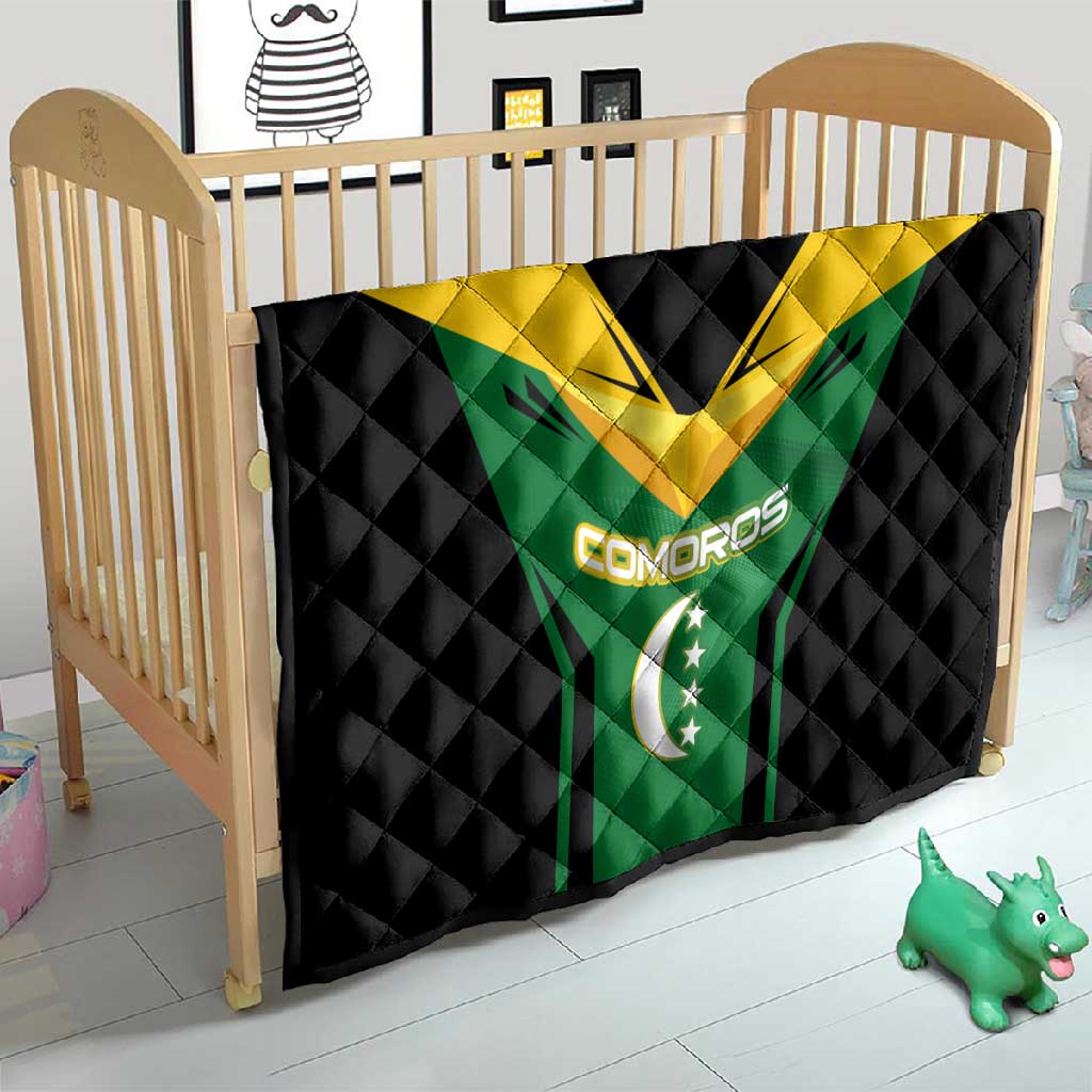 Comoros Quilt - National Colors Green Yellow Black Crescent Moon and Stars Emblem TS04