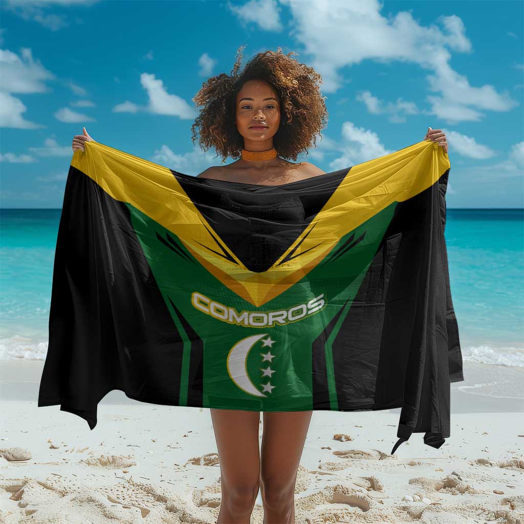 Comoros Sarong - National Colors Green Yellow Black Crescent Moon and Stars Emblem TS04