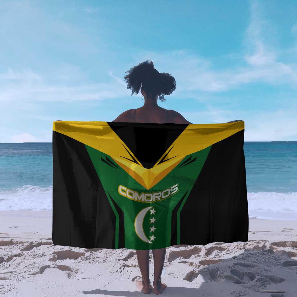 Comoros Sarong - National Colors Green Yellow Black Crescent Moon and Stars Emblem TS04