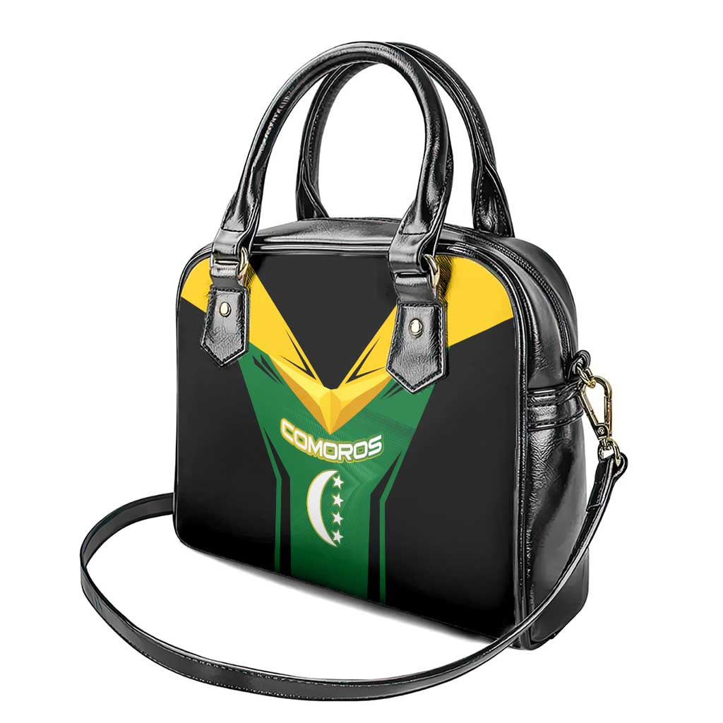 Comoros Shoulder Handbag with National Colors Green Yellow Black Crescent Moon and Stars Emblem TS04