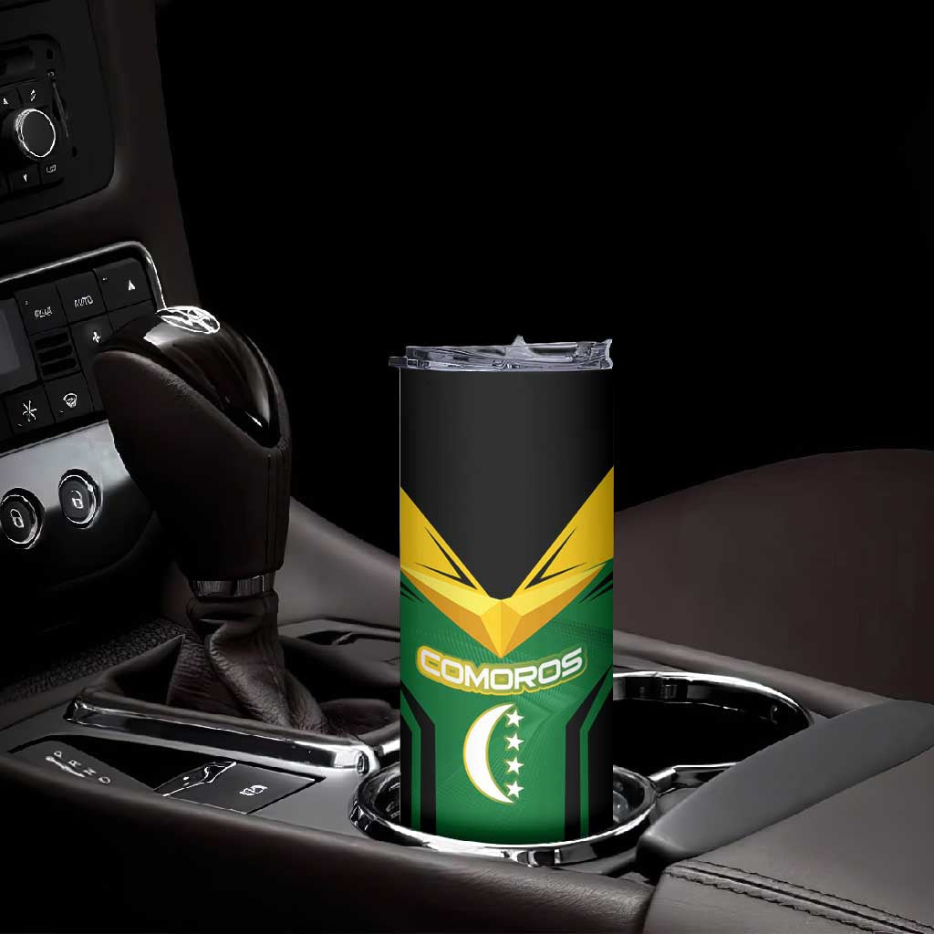 Comoros Skinny Tumbler - National Colors Green Yellow Black Crescent Moon and Stars Emblem TS04