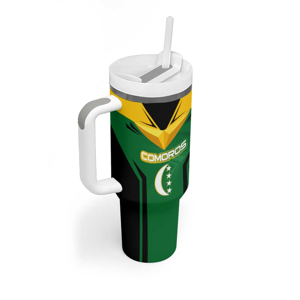 Comoros Tumbler With Handle - National Colors Green Yellow Black Crescent Moon and Stars Emblem TS04