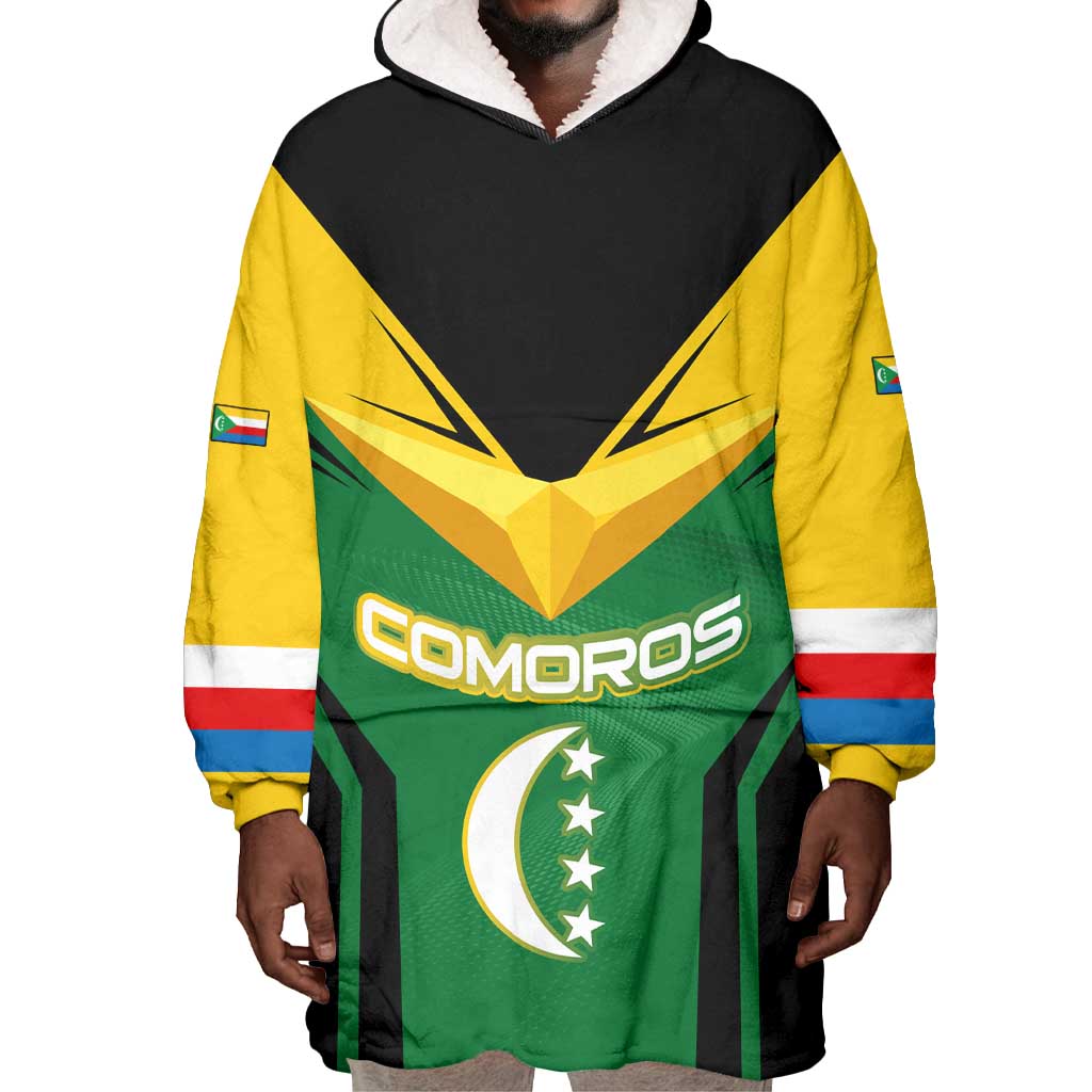 Comoros Wearable Blanket Hoodie - National Colors Green Yellow Black Crescent Moon and Stars Emblem TS04