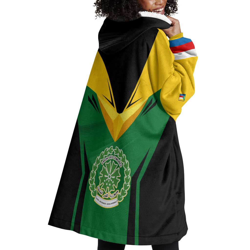 Comoros Wearable Blanket Hoodie - National Colors Green Yellow Black Crescent Moon and Stars Emblem TS04