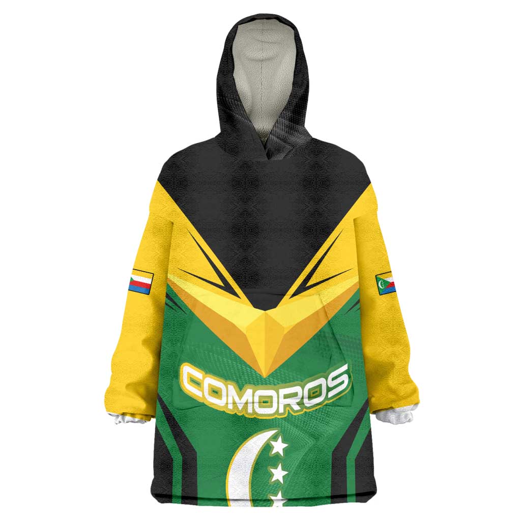 Comoros Wearable Blanket Hoodie - National Colors Green Yellow Black Crescent Moon and Stars Emblem TS04