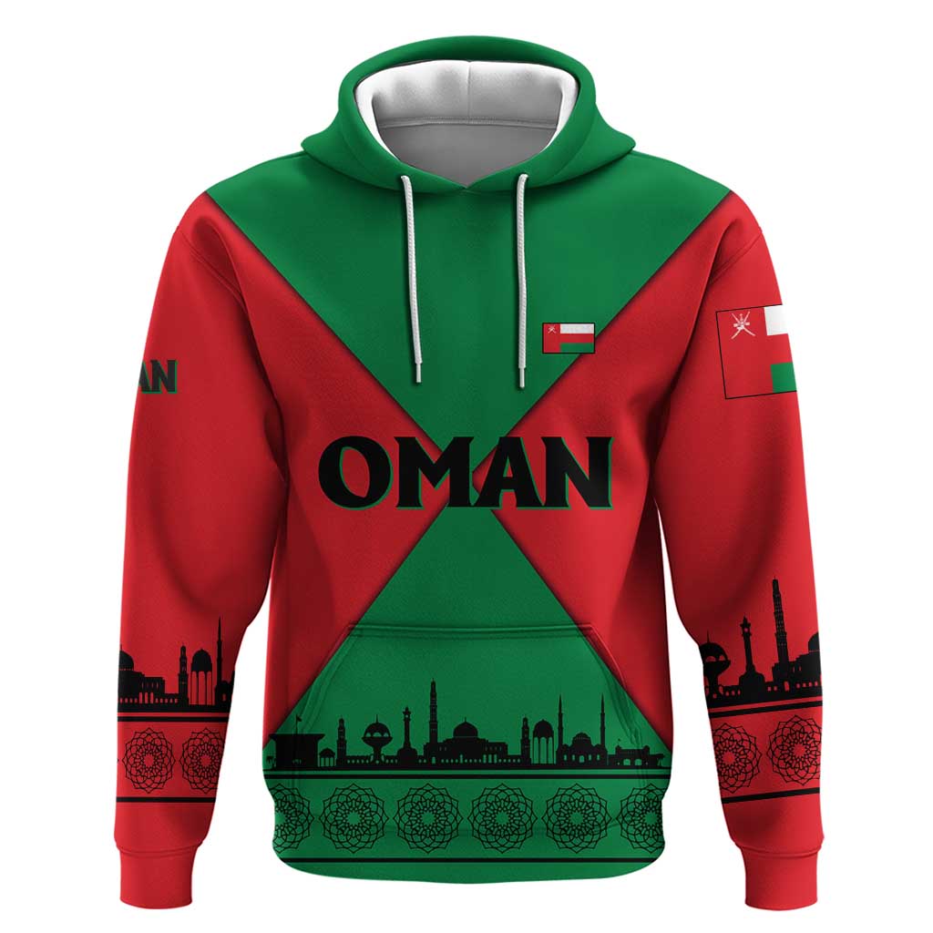 Oman Hoodie with National Flag Colors and Crossed Khanjar Emblem Design TS04