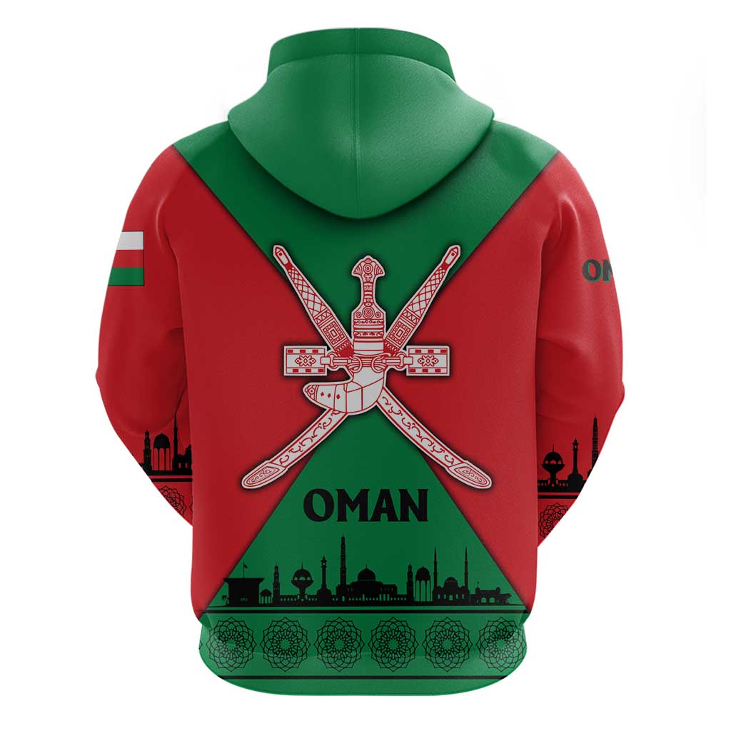 Oman Hoodie with National Flag Colors and Crossed Khanjar Emblem Design TS04
