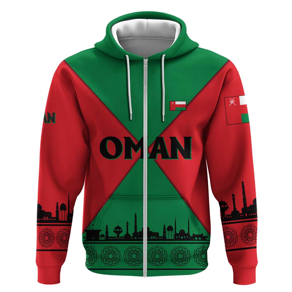 Oman Hoodie with National Flag Colors and Crossed Khanjar Emblem Design TS04