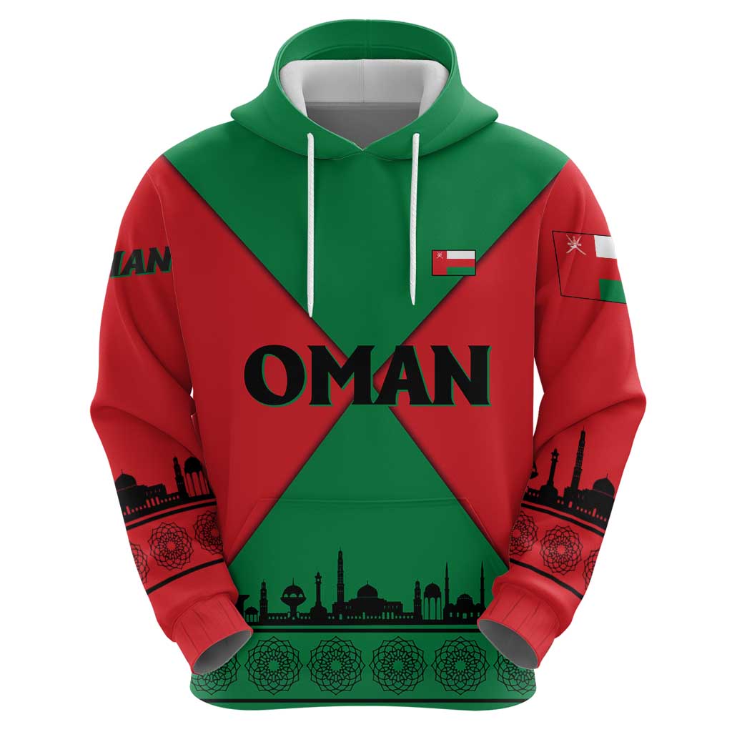 Oman Hoodie with National Flag Colors and Crossed Khanjar Emblem Design TS04