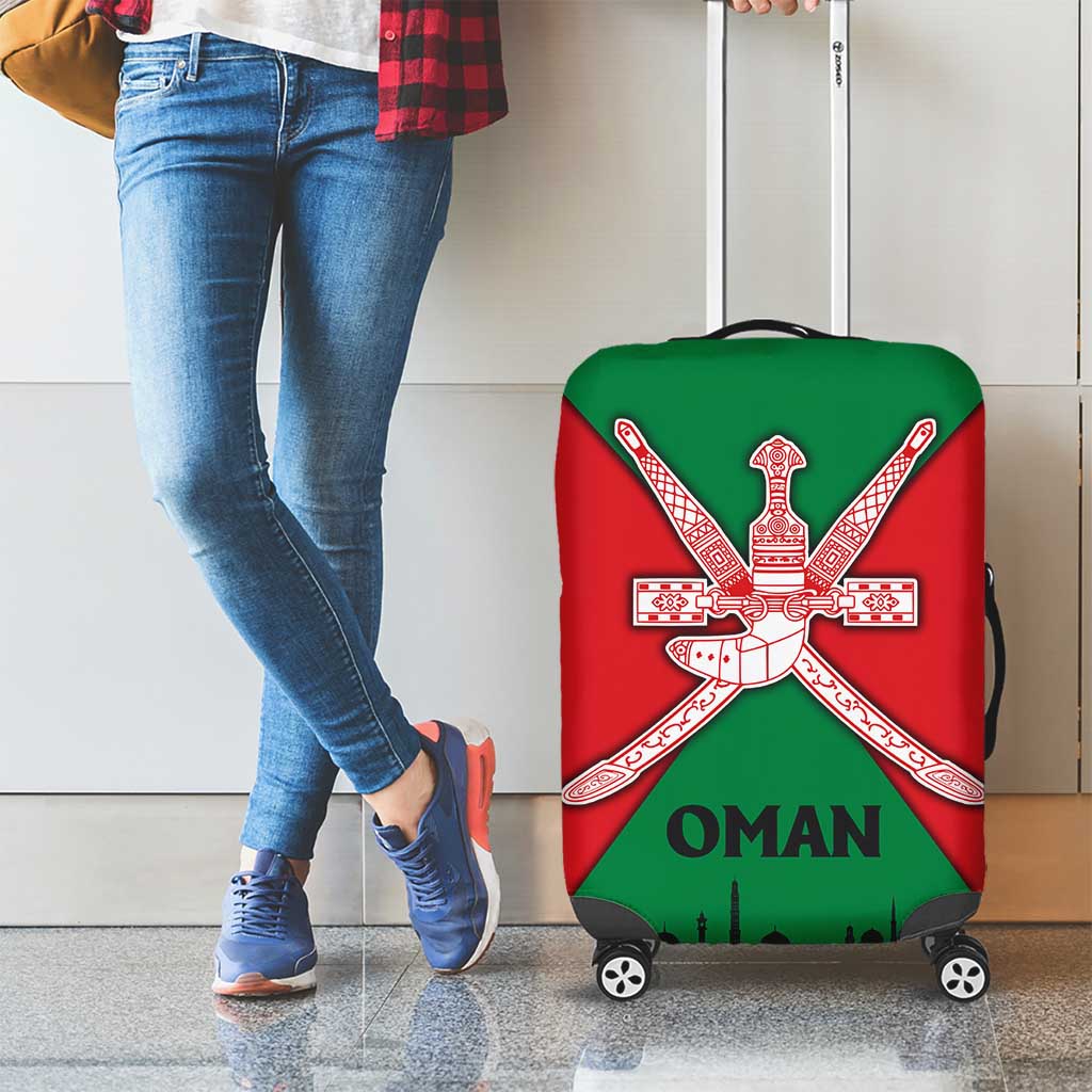 Oman Luggage Cover with National Flag Colors and Crossed Khanjar Emblem Design TS04