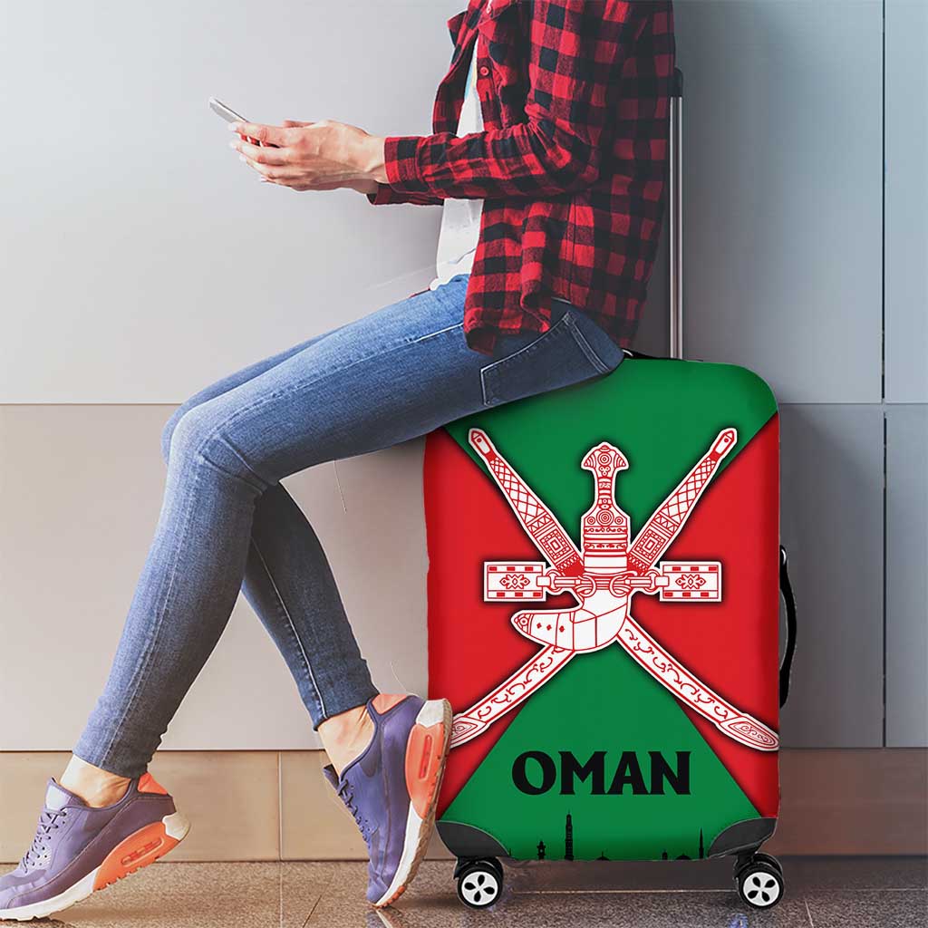 Oman Luggage Cover with National Flag Colors and Crossed Khanjar Emblem Design TS04