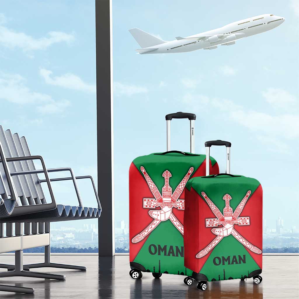 Oman Luggage Cover with National Flag Colors and Crossed Khanjar Emblem Design TS04