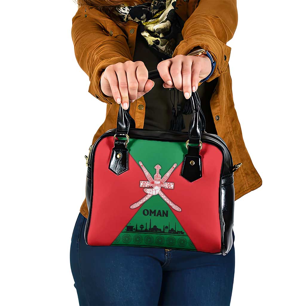 Oman Shoulder Handbag with National Flag Colors and Crossed Khanjar Emblem Design TS04