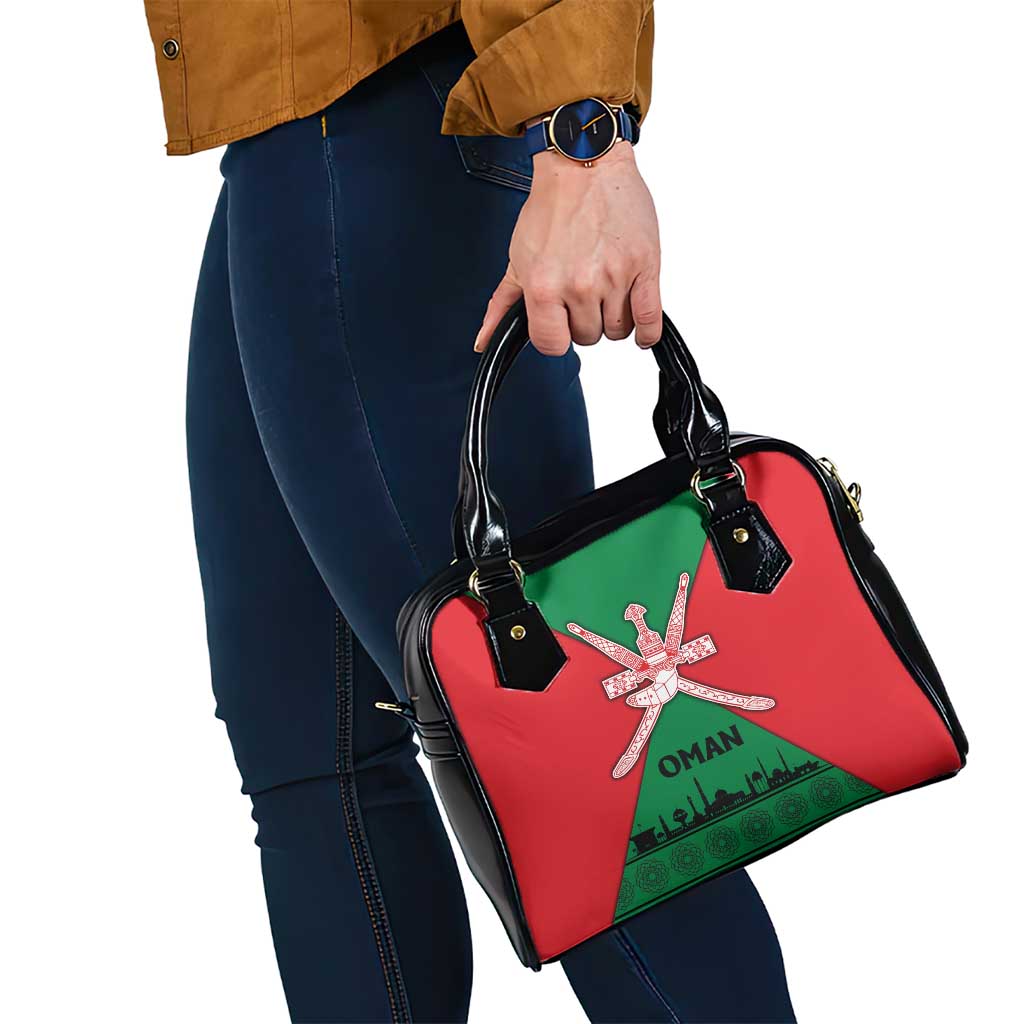 Oman Shoulder Handbag with National Flag Colors and Crossed Khanjar Emblem Design TS04