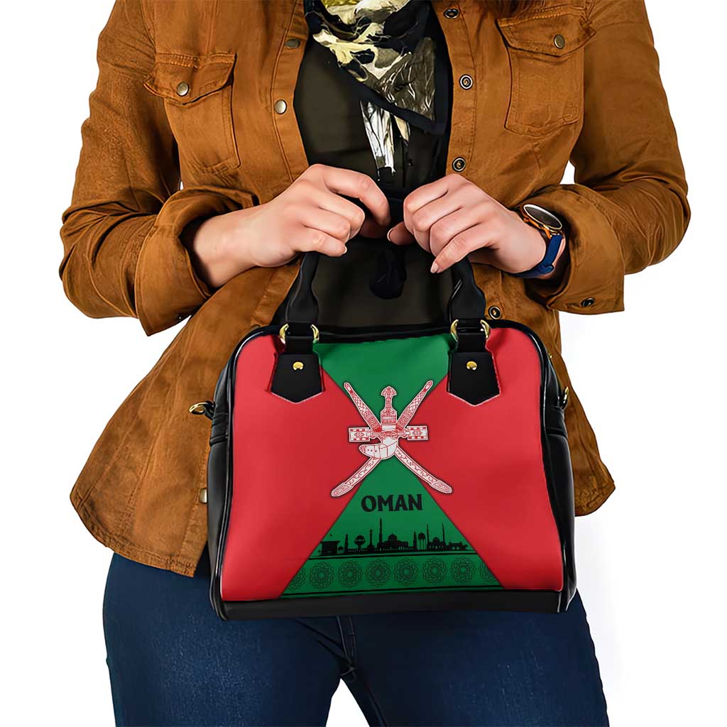 Oman Shoulder Handbag with National Flag Colors and Crossed Khanjar Emblem Design TS04