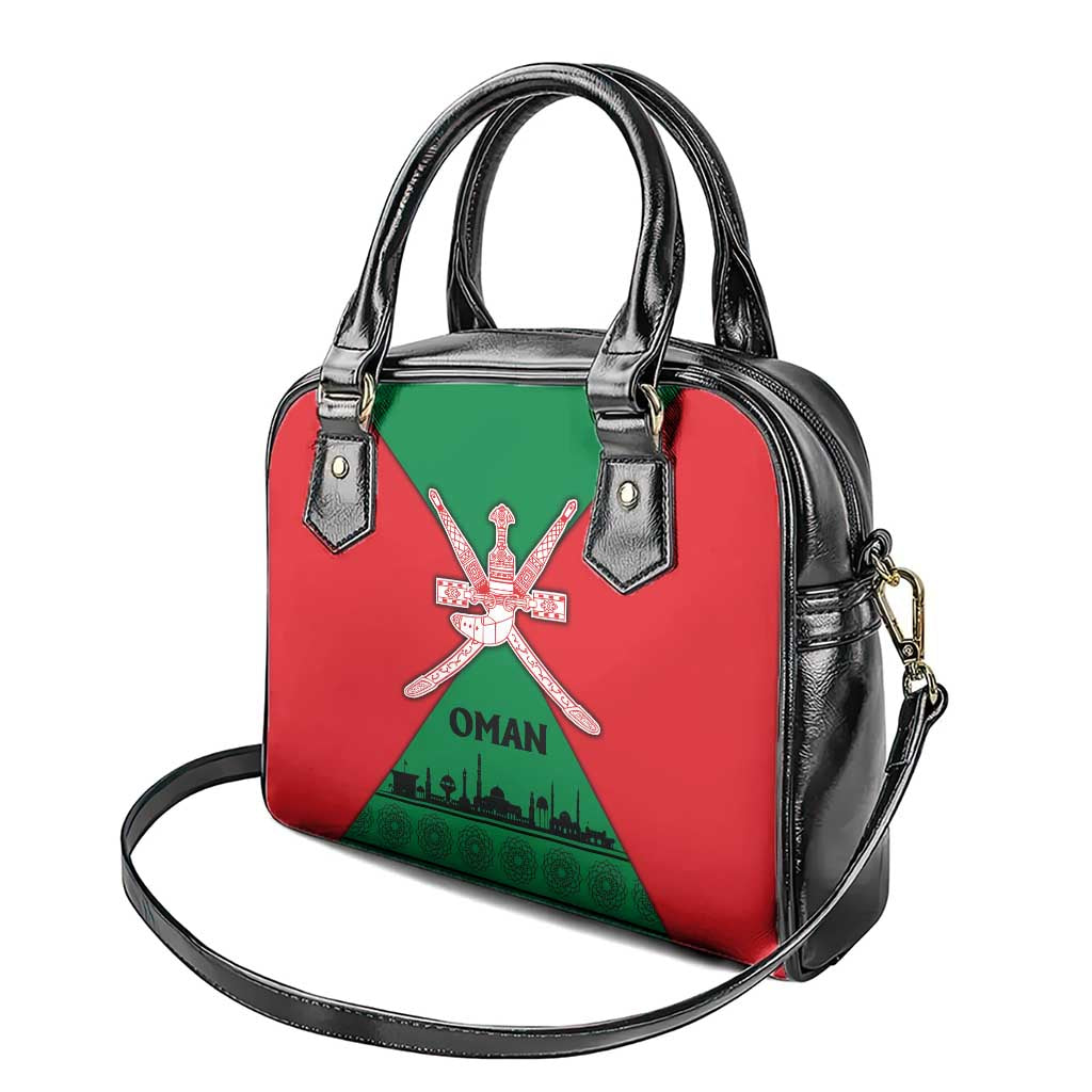 Oman Shoulder Handbag with National Flag Colors and Crossed Khanjar Emblem Design TS04