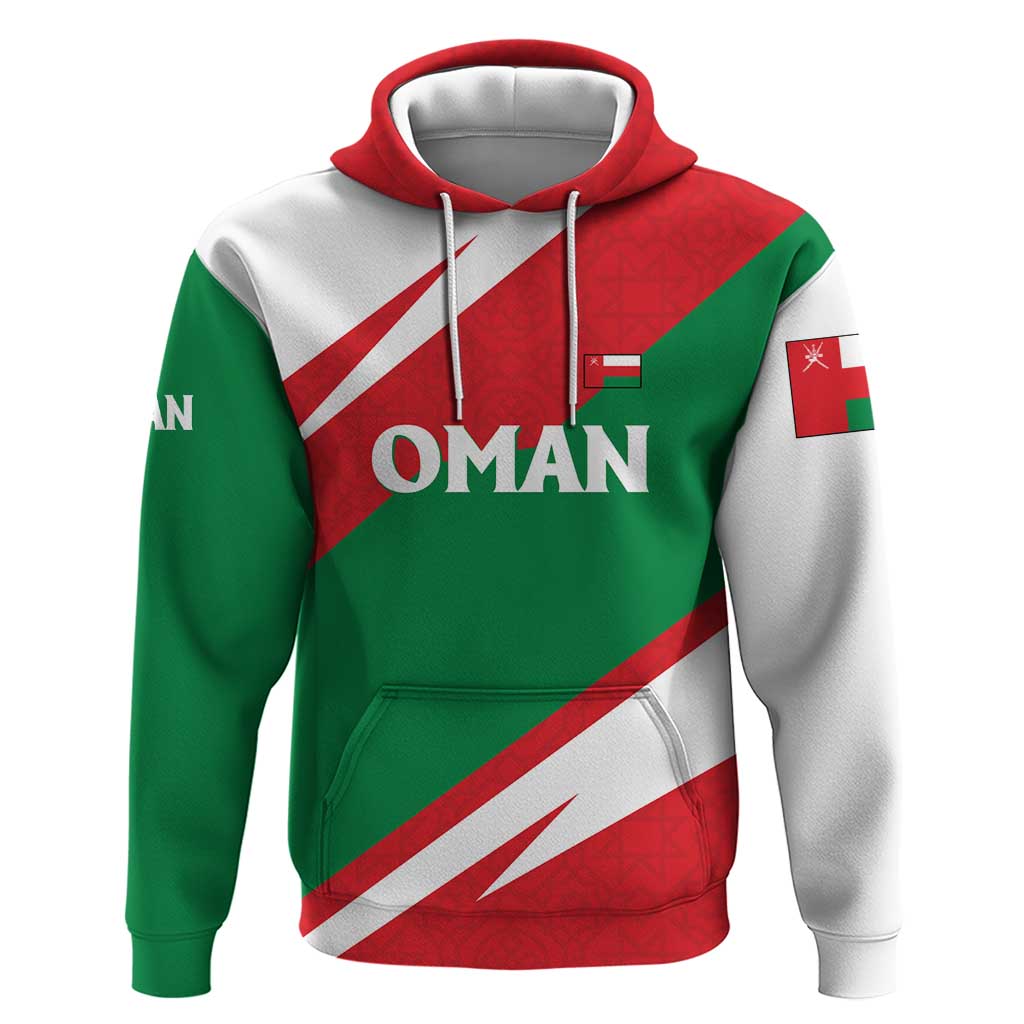 Oman Hoodie with National Flag Colors and Falcon Soaring Graphic Design TS04